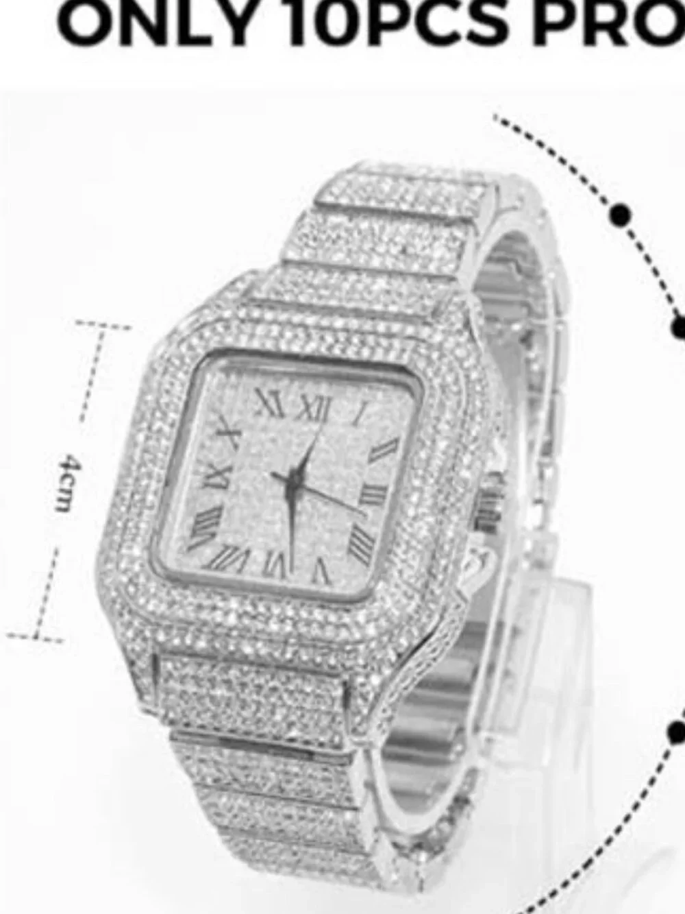 Cool Men's Watch The King 18K Gold/Platinum Plated, 40MM Square Dial Men Gift
